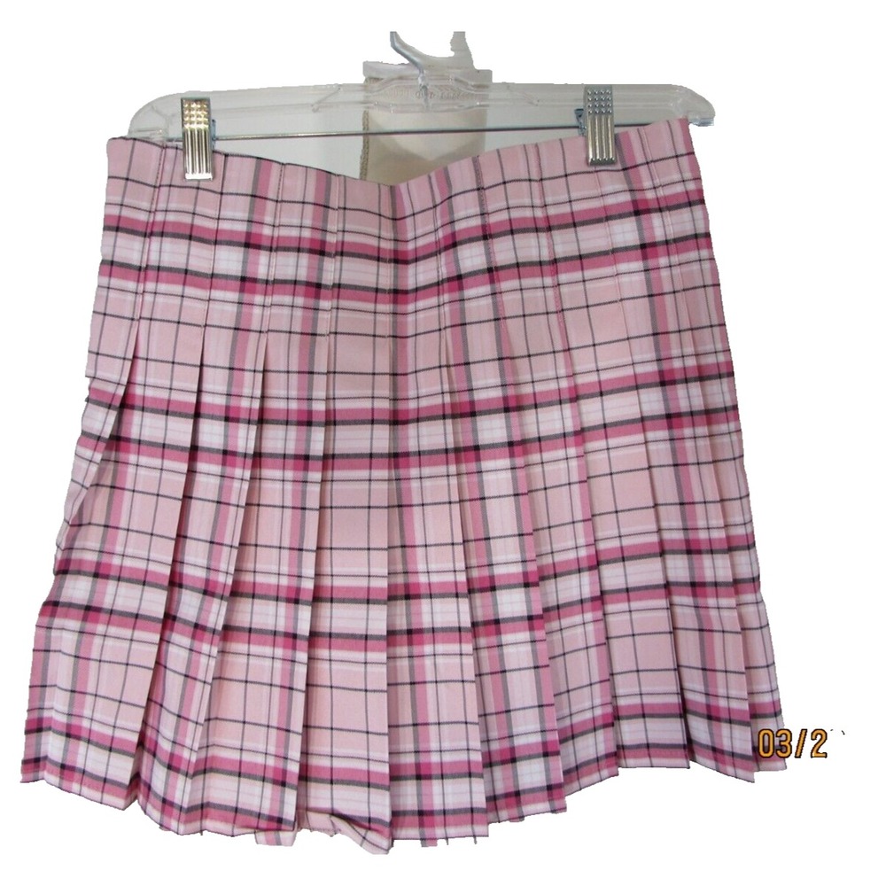 Clueless  Pleated Pink Plaid  Preppy Schoolgirl  Micro Skirt Sz‎ M (7-9)